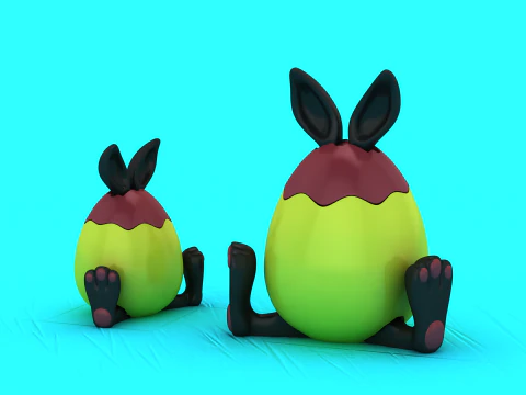 Cute Bunny Pear Character 3D Print Model