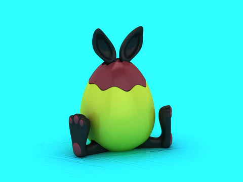 Cute Bunny Pear Character 3D Print Model