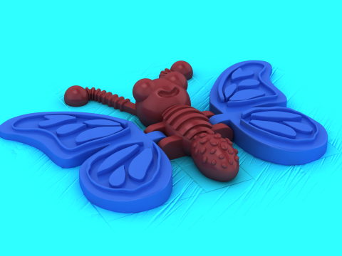 かわいい蝶のキャラクター 3Dプリントモデル