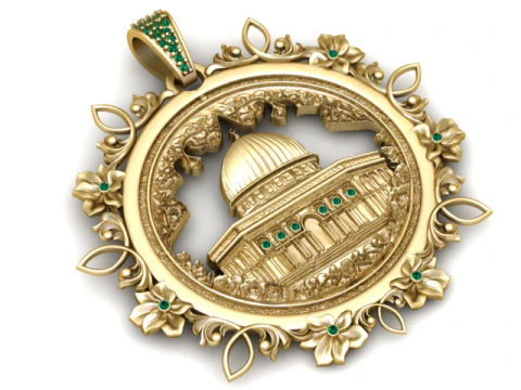Sacred Dome Floral Pendant Luxury Religious Medallion with Gemstone Accents 3D Printable Jewelry 3D Print Model
