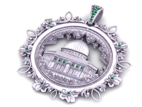 Sacred Dome Floral Pendant Luxury Religious Medallion with Gemstone Accents 3D Printable Jewelry 3D Print Model