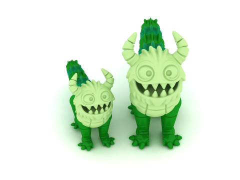 かわいい角のあるモンスターの置物 3D 印刷可能 3Dプリントモデル