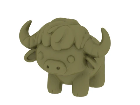 Cute Buffalo Figurine 3D Printable 3D Print Model
