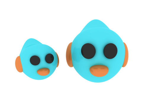 かわいい漫画の鳥の頭の置物 3D 印刷可能 3Dプリントモデル