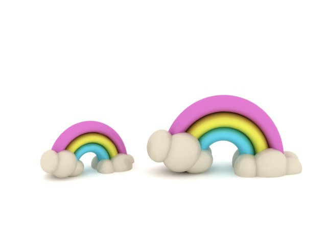 Schattige regenboog met wolken beeldje 3D printbaar 3D printmodel .c4d .max .obj .3ds .fbx .stl .blend