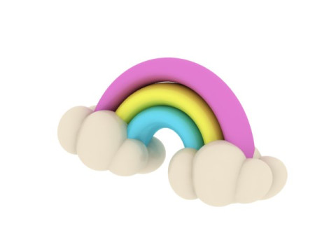 Schattige regenboog met wolken beeldje 3D printbaar 3D printmodel