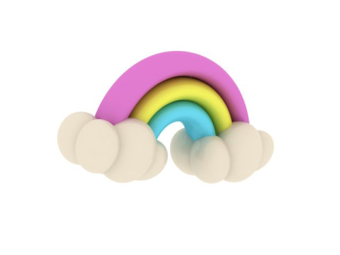 Schattige regenboog met wolken beeldje 3D printbaar 3D printmodel