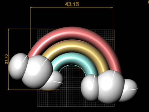 Schattige regenboog met wolken beeldje 3D printbaar 3D printmodel