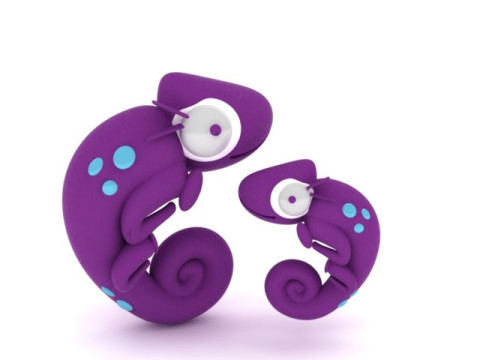 Simpatica statuetta camaleonte stampabile in 3D Modello di stampa 3D