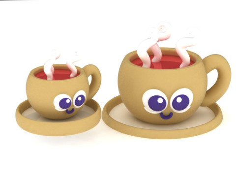Niedliches Cartoon-Kaffeetasse-3D-druckbares Modell 3D Druckmodell