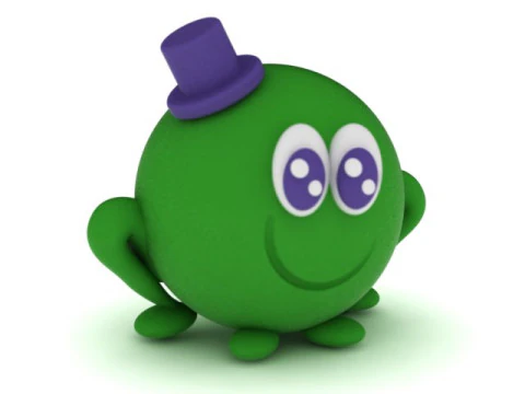 Cute Green Top Hat Monster 3D Printable 3D Print Model