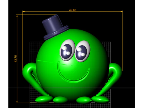 Cute Green Top Hat Monster 3D Printable 3D Print Model
