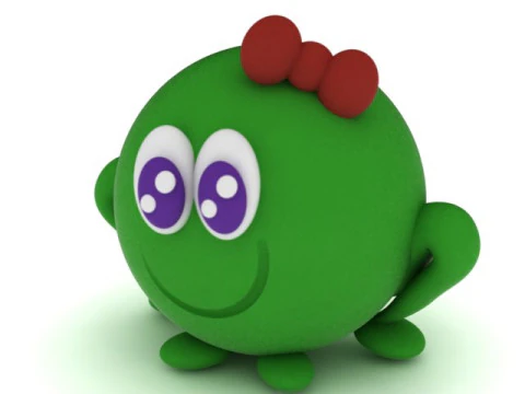 Cute Green Bow Monster 3D Printable 3D Print Model