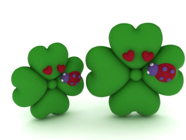 Cute Lucky Clover Character with Ladybug 3D Printable Model 3D Print Model .c4d .max .obj .3ds .fbx .stl .blend 
