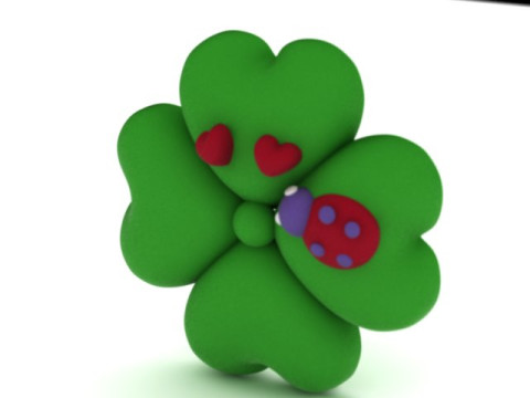Cute Lucky Clover Character with Ladybug 3D Printable Model 3D Print Model