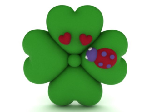 Cute Lucky Clover Character with Ladybug 3D Printable Model 3D Print Model