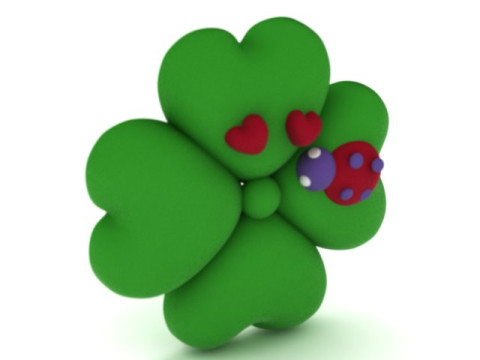 Cute Lucky Clover Character with Ladybug 3D Printable Model 3D Print Model