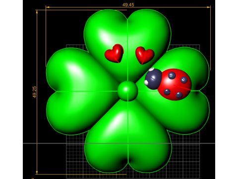 Cute Lucky Clover Character with Ladybug 3D Printable Model 3D Print Model