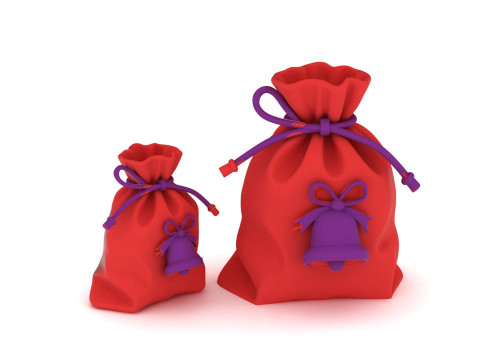 3D 印刷可能なベル付きクリスマス ギフト袋 3Dプリントモデル