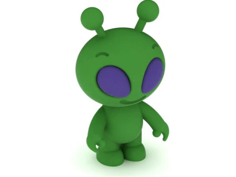 Cute Green Alien Character 3D Printable 3D Print Model
