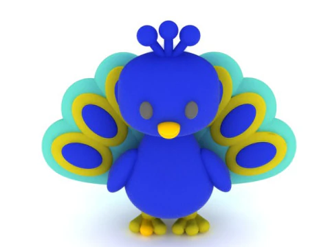 Cute Cartoon Peacock 3D Printable Model 3D Print Model
