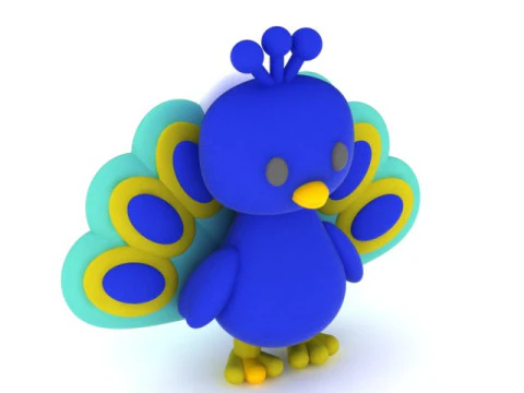 Cute Cartoon Peacock 3D Printable Model 3D Print Model