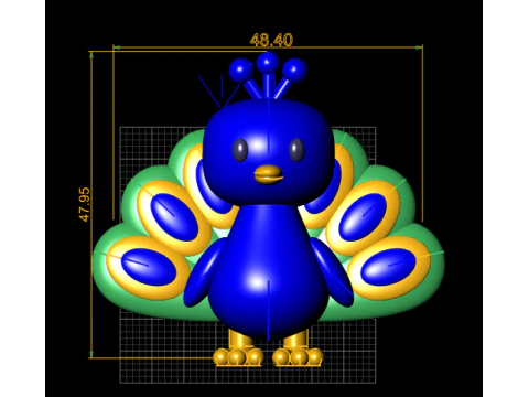 Cute Cartoon Peacock 3D Printable Model 3D Print Model
