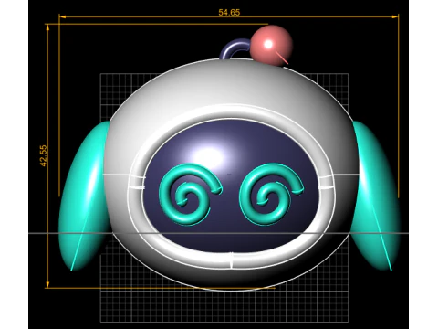 Cute Robot Head Cartoon 3D Printable Model 3D Print Model