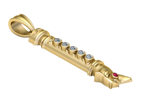 Елегантний золотий кулон з рубінами та діамантами 3D Принт Модель