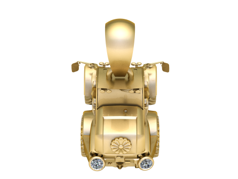 Gold Tractor Pendant with Diamond Accents 3D Print Model