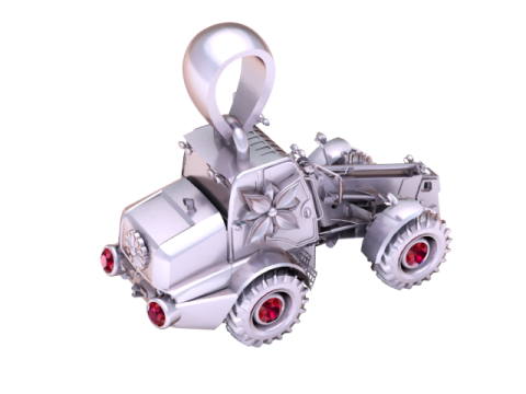 Gold Tractor Pendant with Diamond Accents 3D Print Model