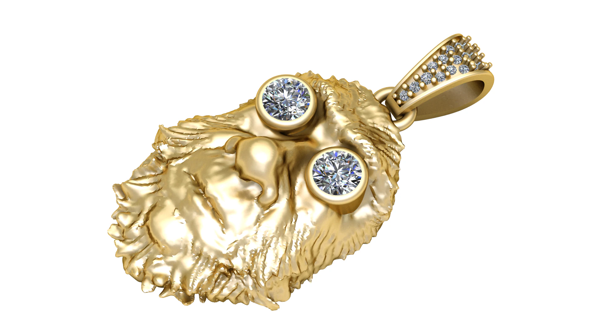 18K Gold Lion Head Diamond Pendant Bold Luxury Statement Design 3D Print Model .c4d .max .obj .3ds .fbx .stl .blend