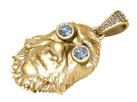 Diamentowy wisiorek z głową lwa z 18-karatowego złota Odważny, luksusowy design Model do druku 3D