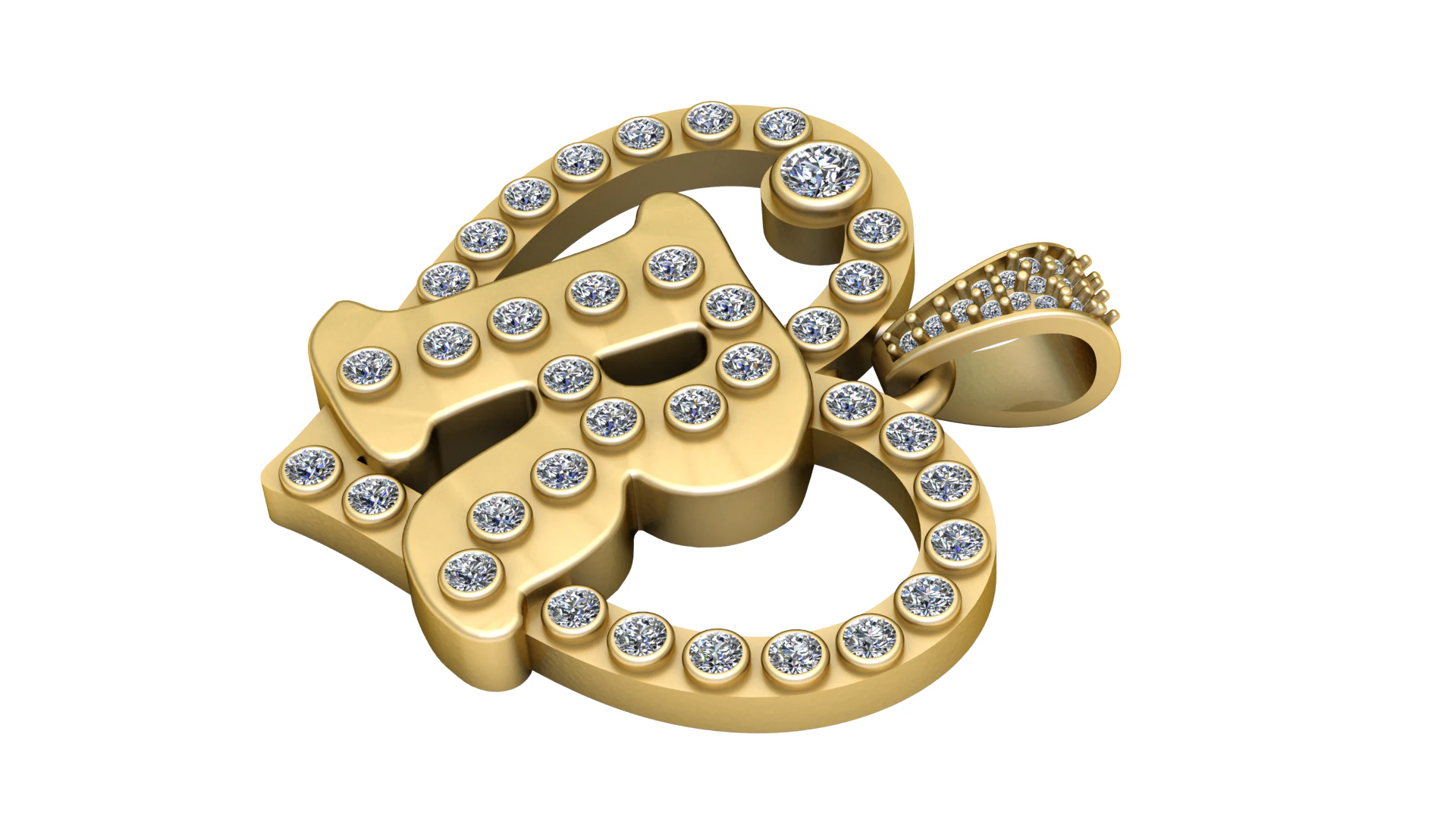 Luxury Diamond Dollar Sign Pendant 3D Gold Jewelry Model 3D Print Model .c4d .max .obj .3ds .fbx .stl .blend 