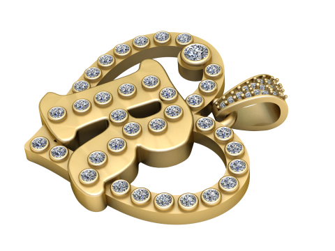 Pendentif de luxe en diamant avec signe de Dollar, mod&egrave;le de bijoux en or 3D Modèles 3D en vedette