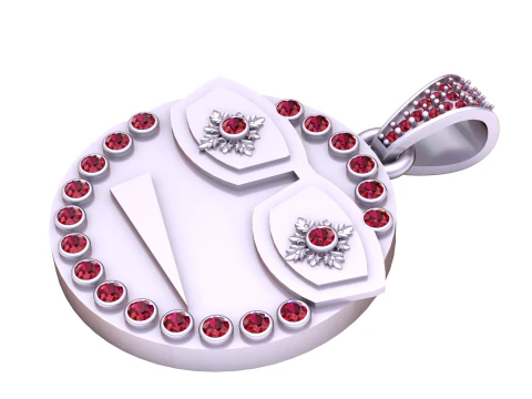 Luxury 16 Number Diamond Pendant Gold Round Medallion 3D Jewelry Model 3D Print Model
