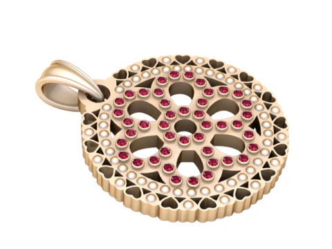 Title Elegant Gold and Diamond Floral Pendant 3D Print Model