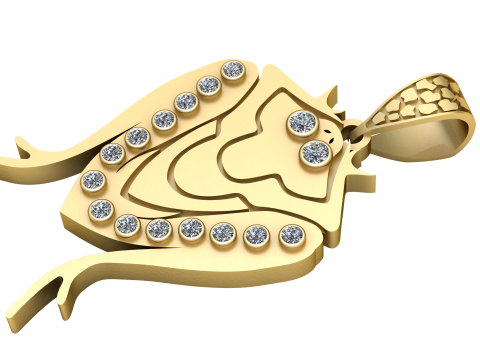 タイトル ゴールド ダイヤモンド アブストラクト ペンダント 3Dプリントモデル