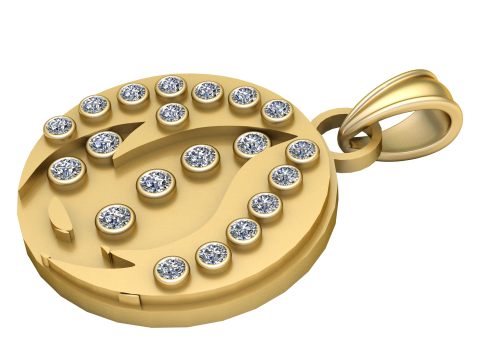 Titolo Ciondolo circolare in oro con diamanti Modello di stampa 3D