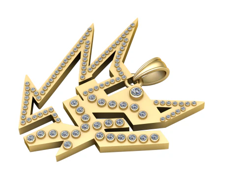 제목 골드 다이아몬드 추상 화살표 펜던트 3D 프린트 모델