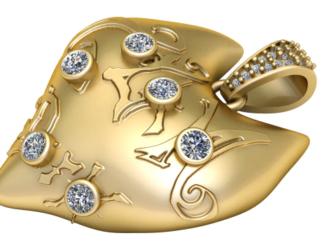 Золотий діамантовий кулон із заголовком у формі серця 3D Принт Модель