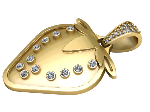 टाइटल गोल्ड डायमंड एलिगेंट स्ट्रॉबेरी पेंडेंट 3D प्रिंट मॉडल