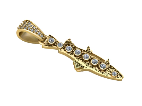 Title Gold Diamond Fish Pendant 3D Print Model