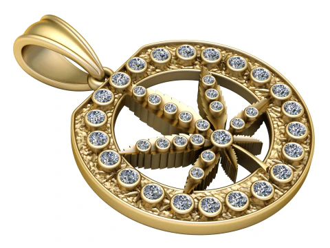 Title Gold Diamond Floral Star Pendant 3D Print Model