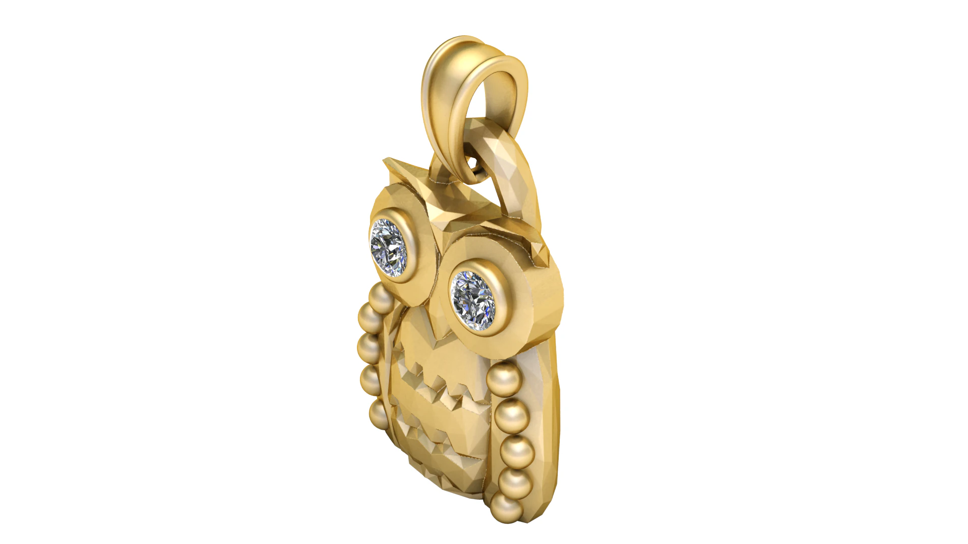 Title Gold Diamond Owl Pendant 3D Print Model .c4d .max .obj .3ds .fbx .stl .blend