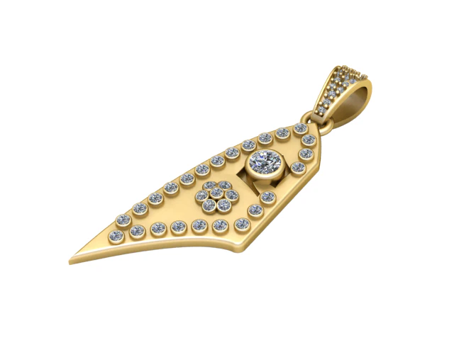 Title Gold Diamond Elegant Arrowhead Pendant 3D Print Model .c4d .max .obj .3ds .fbx .stl .blend