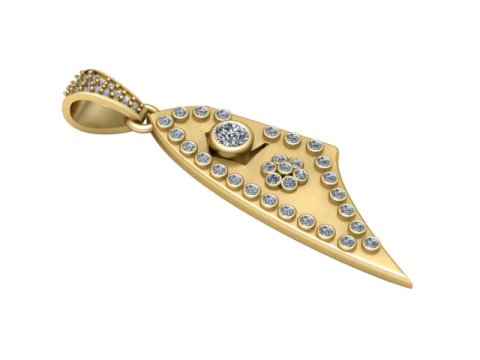 Title Gold Diamond Elegant Arrowhead Pendant 3D Print Model