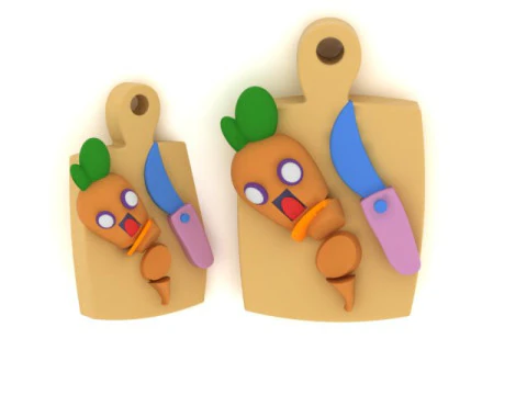Cute Carrot Chef on Cutting Board 3D Printable 3D Print Model