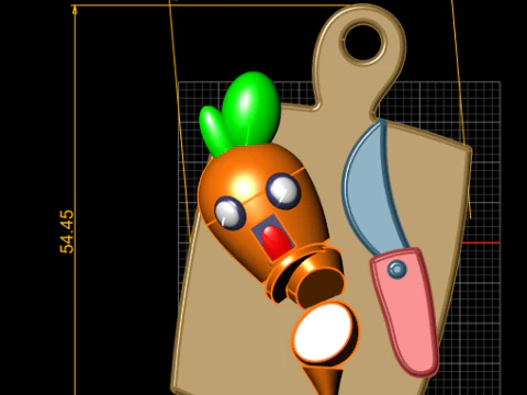 Cute Carrot Chef on Cutting Board 3D Printable 3D Print Model