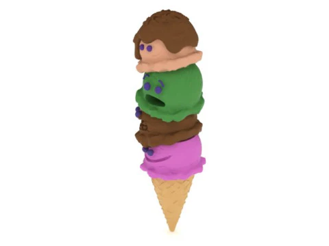 Cute Monster Ice Cream Cone Stack 3D Printable 3D Print Model